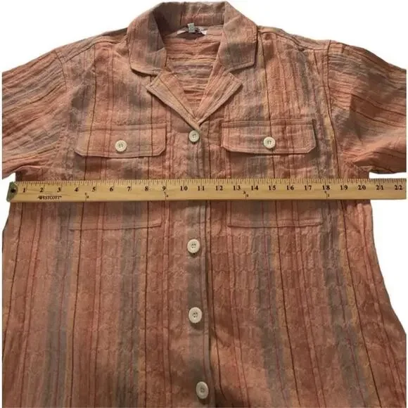 Madewell‎ Women Oversized Stripe Cotton Linen Camp Shirt Small New - Picture 4 of 12